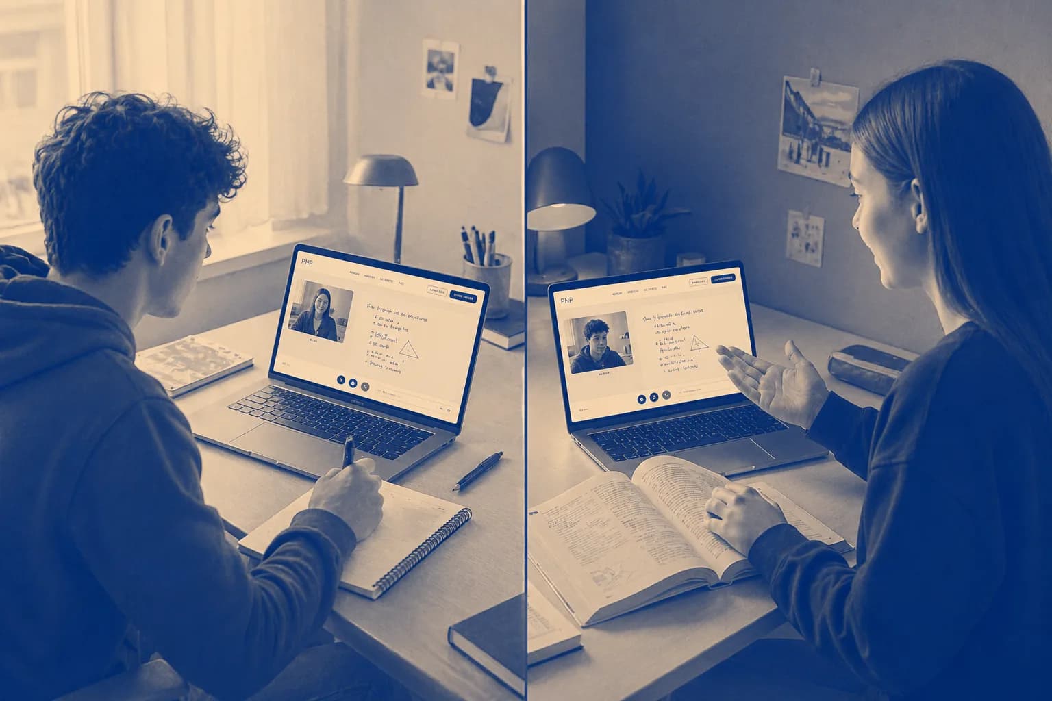 Tutor und Schüler in einer Online-Session über die PNP Plattform